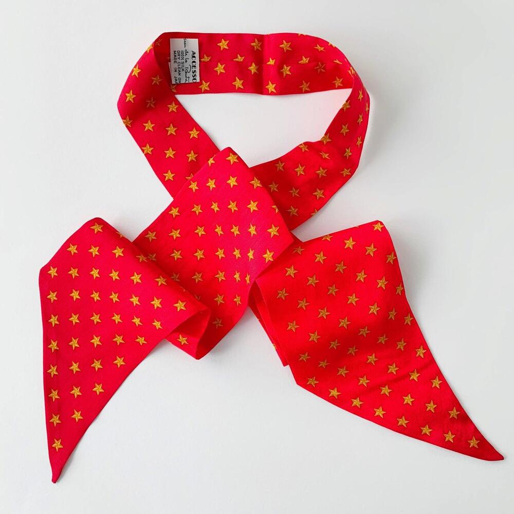 Oscar de la Renta - Red & yellow star lightweight silk neck tie cravat
